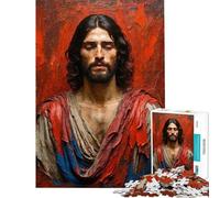 Puzzle de 1000 pièces pour Adolescents Jésus en Robe Rouge et Bleue Jeu de réflexion Cadeau d'anniversaire ou de Noël Original (38x52cm)