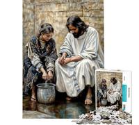 Puzzle de 1000 pièces pour Adolescents Jésus et la Samaritaine Puzzle pour Adultes Décoration Murale Jeu Stimulant Cadeau (Dimensions 38x26cm)
