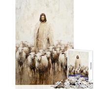 Puzzle de 1000 pièces pour Adolescents Jésus Le Bon Berger Jeu Familial Convient aux Couples Jouet éducatif Convient comme décoration de Bureau (75x50cm)