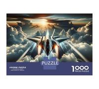 Puzzle De 1000 Pièces pour Adolescents Jet Fighter Clouds Sunset Puzzle Anti-Stress, Amusant Et Original, Cadeau Unique pour Un Anniversaire Ou Noël 52x38cm/1000pcs
