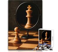 Puzzle de 1000 pièces pour Adolescents - Jeu d'échecs - Pion, Roi, Reflet - Jouet éducatif, Amusant et Original - Cadeau - Dimensions:50x75cm