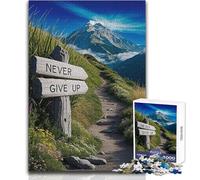 Puzzle de 1000 pièces pour Adolescents - Jeu éducatif « Ne jamais abandonner » - Découpe de précision - Cadeau de Père Noël Secret - Dimensions : 38x26cm