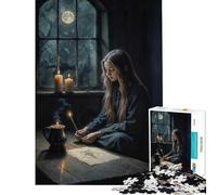 Puzzle de 1000 pièces pour Adolescents Jeune sorcière Dessin de Symboles Magiques défi intellectuel Jouet addictif Jeu Amusant améliore la mémoire œuvre d'art Cadeau (Taille 38x52cm)
