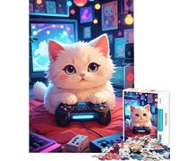 Puzzle de 1000 pièces pour Adolescents Jouet Gamer Cat Jeu éducatif Jeu Impossible découpe de précision Cadeau de Père Noël Secret (Taille 75x50cm)