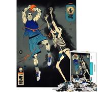 Puzzle de 1000 pièces pour Adolescents Joueur de Basket Contre Squelette Style Ukiyo-e activités Amusantes à la Maison Une œuvre d'art à créer soi-même pour Les 14 Ans et Plus (50x75cm)