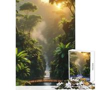 Puzzle de 1000 pièces pour Adolescents Jungle luxuriante et traversée de rivière Décoration intérieure Jouet Cadeau d'anniversaire Jeu Relaxant et Amusant Dimensions 38x52cm