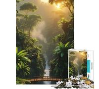 Puzzle de 1000 pièces pour Adolescents Jungle luxuriante traversée de rivière activités Amusantes à la Maison Cadeaux pour Femmes Jeux relaxants Convient aux 14 Ans et Plus (38x52cm)