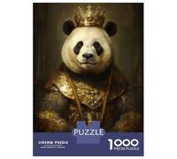 Puzzle De 1000 Pièces pour Adolescents King Panda with A Crown Puzzles pour Adolescents Jeux De Détente Difficulté Difficile Cadeaux pour Les Amis Et La Famille 38x26cm/1000pcs