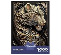 Puzzle De 1000 Pièces pour Adolescents King Predator Tiger Puzzle pour Adultes Jeu Manuel pour Améliorer La Mémoire Cadeau d'anniversaire, Cadeaux, 38x26cm/1000pcs