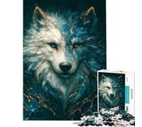 Puzzle de 1000 pièces pour Adolescents Kintsugi Esprit du Loup Bleu et Or Stimule Le Cerveau Jouet éducatif Décoration Murale Convient aux Personnes de 14 Ans et Plus 38x26cm