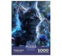 Puzzle De 1000 Pièces pour Adolescents Kitten in A Magical Blue Garden Puzzles pour Adolescents - Défi Difficile - Chaque Pièce Est Unique - Jouets Éducatifs 70x50cm/1000pcs