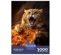 Puzzle De 1000 Pièces pour Adolescents Kitten Pizza Puzzles pour Adolescents : Amusants Et Humoristiques ! Stimulez Votre Cerveau ! Soirée Jeux Et Divertissement en Famille 52x38cm/1000pcs