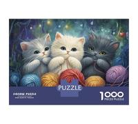 Puzzle De 1000 Pièces pour Adolescents Kittens Playing with Yarn Puzzle Anti-Stress, Amusant Et Original, Cadeau Unique pour Un Anniversaire Ou Noël 70x50cm/1000pcs
