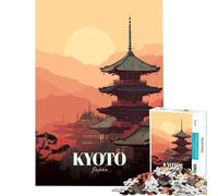 Puzzle de 1000 pièces pour Adolescents Kyoto Japon Pagode au Coucher du Soleil Jeu Amusant et addictif pour cultiver la Patience Cadeau d'anniversaire pour Toute la Famille (Dimensions 75x50cm)