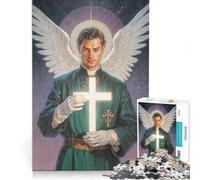Puzzle de 1000 pièces pour Adolescents l’archange Raphaël Tenant Une Croix Lumineuse, Jeu Manuel, défi Difficile, Cadeau d’Anniversaire Unique 38x26cm