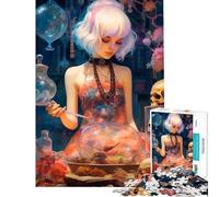 Puzzle de 1000 pièces pour Adolescents La Fille alchimiste avec des crânes (38x52cm) Jeu de décoration d'analyse et de logique Cadeau d'anniversaire Unique