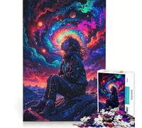 Puzzle de 1000 pièces pour Adolescents La Fille de l'espace néon Qui trébuche Jeu éducatif Anti-Stress Amusant pour Les Gamers 38x52cm