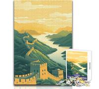 Puzzle de 1000 pièces pour Adolescents - La Grande Muraille de Chine au Coucher du Soleil - Design Magnifique - Cadeau d'anniversaire - Œuvre d'art - Dimensions:50x75cm