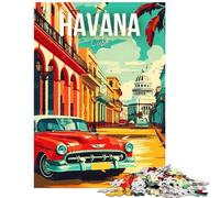 Puzzle de 1000 pièces pour Adolescents La Havane Cuba Puzzle de Voyage Découpe de précision Défi éducatif Cadeau d'anniversaire (75x50cm/1000 pièces)