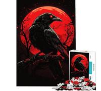 Puzzle de 1000 pièces pour Adolescents « La Lune Rouge du Corbeau » Activités Amusantes à la Maison améliore la mémoire Jeux en Famille Convient aux 14 Ans et Plus (38x52cm)