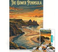 Puzzle de 1000 pièces pour Adolescents La péninsule de Gower Jouet Anti-Stress Difficile et Stimulant Cadeau de Noël ou d'anniversaire 38x52cm