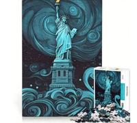 Puzzle de 1000 pièces pour Adolescents La Statue de la Liberté la Nuit Jouet Anti-Stress Difficile et Stimulant Cadeau de Noël ou d'anniversaire 50x75cm