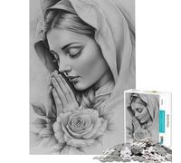 Puzzle de 1000 pièces pour Adolescents La Vierge Marie Jeu Stimulant et éducatif Améliore la mémoire Cadeau de Père Noël Secret (Dimensions 38x26cm)