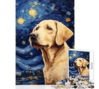 Puzzle de 1000 pièces pour Adolescents Labrador Jaune inspiré de Van Gogh décoration Jouet Cadeau d'anniversaire Jeu éducatif renforce Les Liens Entre Les Couples Dimensions 50x75cm