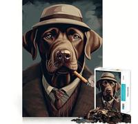 Puzzle de 1000 pièces pour Adolescents,Labrador Marron Gangster,Jeu d'adresse,activité cérébrale Intelligente,Moment de détente,activité d'anniversaire (38x26cm)