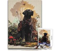 Puzzle de 1000 pièces pour Adolescents : Labrador Noir aventurier dans Une forêt Fantastique, Casse-tête, Jeu Familial, décoration Murale idéale, Dimensions : 50x75 cm