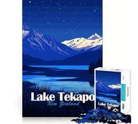 Puzzle de 1000 pièces pour Adolescents Lac Tekapo,Nouvelle-Zélande,la Nuit Découpe Lisse Jeu d'exercice cérébral Activité de détente et d'anniversaire (38x26cm)
