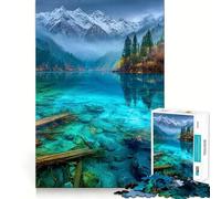 Puzzle de 1000 pièces pour Adolescents Lac Turquoise et Montagnes enneigées Jeu créatif et ludique Idéal pour Les Moments de détente Décoration de Noël pour la Maison (38x52cm)