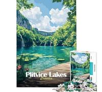Puzzle de 1000 pièces pour Adolescents Lacs de Plitvice Croatie Jeu de Puzzle Familial Décoration intérieure Interaction Parent-Enfant (Dimensions 50x75cm)