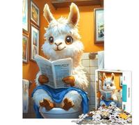Puzzle de 1000 pièces pour Adolescents Lama lisant Le Journal aux Toilettes Un défi à relever pour améliorer la mémoire Jeu de Construction à partir de 14 Ans (50x75cm)
