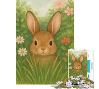 Puzzle de 1000 pièces pour Adolescents Lapin Aquarelle dans Un Jardin Fleuri Jeu addictif pour cultiver la Patience et se détendre Course de Vitesse Manuelle (Dimensions 38x26cm)