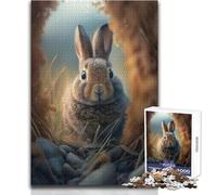 Puzzle de 1000 pièces pour Adolescents - Lapin Curieux - Casse-tête - Jeu Familial - Décoration intérieure - Idée Cadeau - Dimensions:38x52cm