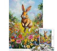 Puzzle de 1000 pièces pour Adolescents Lapin dans Un Champ de Fleurs Jeu Pratique pour s'amuser en Famille Jouet Anti-Stress Qui renforce Les Liens Amoureux (38x52cm)