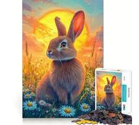 Puzzle de 1000 pièces pour Adolescents « Lapin en Fleurs » Jeu cognitif et Artistique aux découpes nettes,Cadeau pour des Moments de détente et de Calme,décoration de Noël (50x75cm)