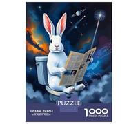 Puzzle de 1000 pièces pour adolescents Lapin et Espace Toilet Jouet de puzzle Décoration murale pour le plaisir en famille Cadeaux uniques pour anniversaire et Noël 70 x 50 cm/1000 pièces