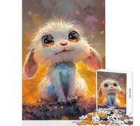 Puzzle de 1000 pièces pour Adolescents Lapin Mignon aux Grands Yeux Jeu Anti-Stress Cadeau d'anniversaire Casse-tête Jeu d'interaction Parent-Enfant Dimensions 50x75cm
