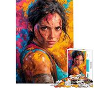 Puzzle de 1000 pièces pour Adolescents Lara Corft avec éclaboussures de Peinture Puzzle pour Adultes Jeux relaxants améliore la mémoire Cadeau d'anniversaire ou de Noël (Taille 38x26cm)