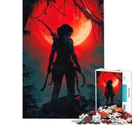 Puzzle de 1000 pièces pour Adolescents Lara Croft dans la Jungle avec la Lune Rouge Défi éducatif décoration Murale Jeu éducatif pour Les 14 Ans et Plus Dimensions 38x26 cm