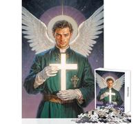 Puzzle de 1000 pièces pour Adolescents L'archange Raphaël Tenant Une Croix Lumineuse Jeu éducatif Idée Cadeau d'anniversaire Casse-tête pour stimuler Le Cerveau Dimensions 38x26cm