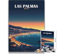 Puzzle de 1000 pièces pour Adolescents, Las Palmas, Espagne, Affiche de Voyage, Jeu Stimulant, décoration, Cadeau de Noël Secret, Dimensions 38x52cm