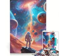 Puzzle de 1000 pièces pour Adolescents L'astronaute Contre l'univers Jeu Manuel idéal pour s'occuper Pendant Les Vacances avec Poster et fiche de Questions-réponses Assortis 38x26cm