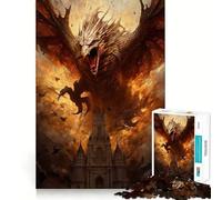 Puzzle de 1000 pièces pour Adolescents « L'Attaque du Dragon de Feu » Décoration soignée,Jeu cognitif,Jouet pour Passer Le Temps,Cadeau apaisant de Noël (38x26cm)