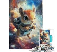Puzzle de 1000 pièces pour Adolescents L'Aventure de l'écureuil Cosmique Jeu éducatif Familial pour améliorer la mémoire et créer Une liste de souhaits avec Le Père Noël (38x26cm)