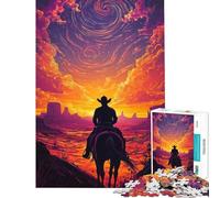 Puzzle de 1000 pièces pour Adolescents Le Cavalier du Désert à l'Aube Jeu Familial Apprentissage Jouet éducatif Cadeau Amusant Idée Cadeau d'anniversaire (Taille 38x26cm)