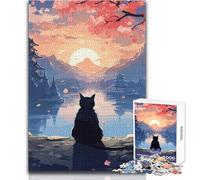 Puzzle de 1000 pièces pour Adolescents:Le Chat de la Nuit et de la Lune, Un Casse-tête Japonais, Un Jeu Familial, Une décoration et Une idée Cadeau Dimensions:50x75cm.