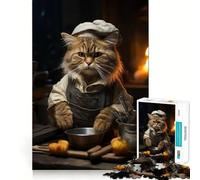 Puzzle de 1000 pièces pour Adolescents « Le Chat est Cuisinier » Jeu d'art Finement découpé pour développer la Concentration et s'amuser Pendant Les Moments calmes pour Noël (38x52cm)